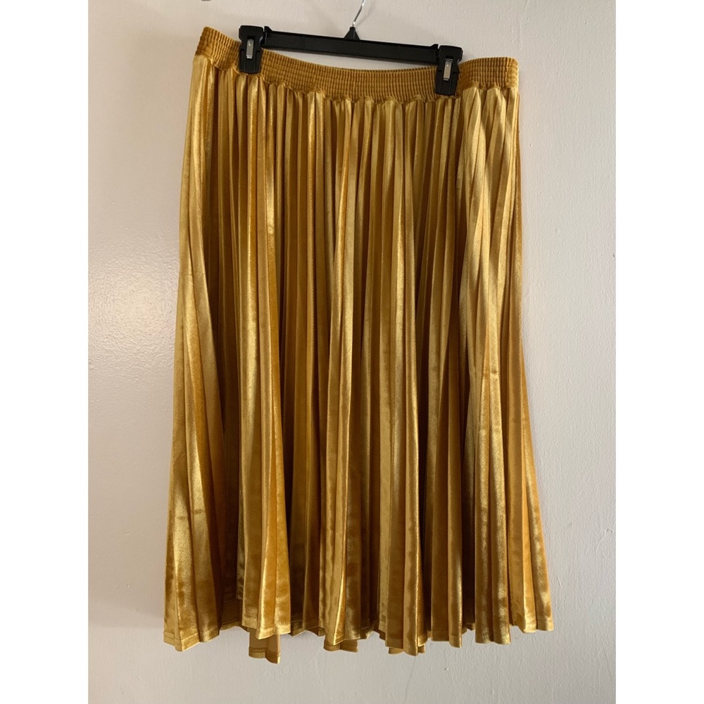Gold Velvet Midi Skirt